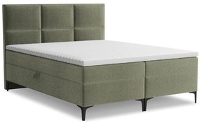 Pat boxspring verde cu spațiu de depozitare 180x200 cm Pakalana – Makamii