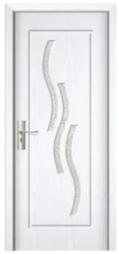 Usa Interior din MDF Novo Doors ND14, Cadru din Lemn Masiv, Geam Sablat, KIT COMPLET, Toc , Manere si balamale incluse (Culoare: Alb, Dimensiune: 80