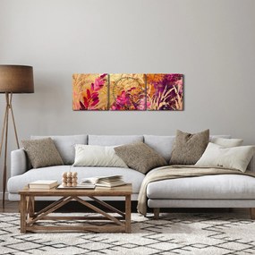 Tablou - Pictură abstractă de flori II. (cu ceas) (90x30 cm)