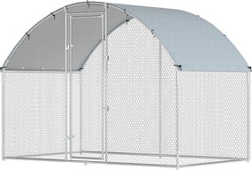 PawHut Țarc pentru Găini din Metal, Mare, cu Acoperire Impermeabilă și Anti-UV, Țarc Exterior cu Ușă Blocabilă, pentru 5-8 Găini, Argintiu | Aosom Romania