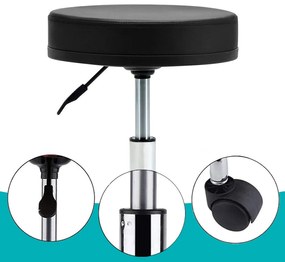 Scaun de cosmetica cu roti, inaltime reglabila-negru