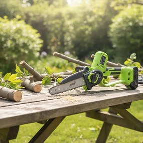 Ferăstrău cu lanț fără fir cu 2 baterii și încărcător