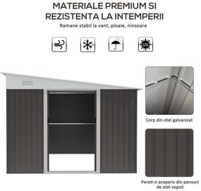 Outsunny Magazie de Grădină cu Ușă Glisantă din Oțel Zincat Gri | Aosom Romania