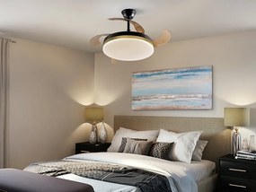 Lustra LED cu Ventilator si telecomanda, lame retractabile Vento negru/auriu