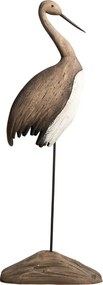 Decorațiune pasăre din lemn de paulownia pe suport din metal, H63 cm, "Wadin"