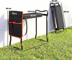 Outsunny Taburet de grădină pliabil cu pernă EVA Scaun de grădină cu geantă pentru unelte la talie Sarcină 150kg | Aosom Romania