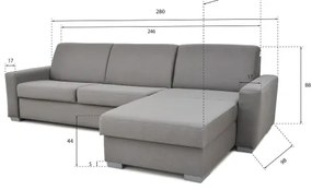 Canapea colțar extensibilă LEKA gri, cu spațiu depozitare, pentru dormit zilnic