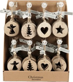 Ornament de Craciun RUSTIC JOY din lemn 7,5 cm - diverse modele