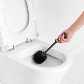 Perie pentru toaleta Brabantia ReNew 648988, 37,2 cm, Maner ergonomic, Negru