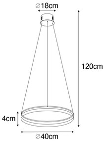 Lampă suspendată de design aurie 40 cm inclusiv LED cu 3 trepte de reglare a luminozității - Anello