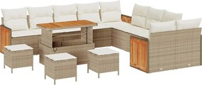 vidaXL Set de canapele pentru grădină 18 pcs Bej și crem poliratan