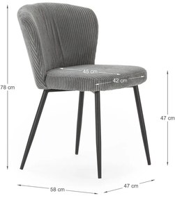 Scaune de dining gri 4 buc. din catifea reiată Megan – Marckeric