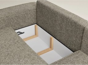 Colțar maro extensibil/cu spațiu de depozitare cu tapițerie din chenille (cu colț pe partea dreaptă/în formă de ”L”) Tonga – Maison de Rêve