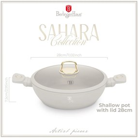 Cratiță cu capac 28 cm, 3.8L – Berlinger Haus Sahara Collection BH 8068, crem, antiaderentă, pentru rețete rapide și sănătoase