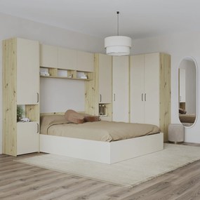 Set dormitor Malmo haaus V15, Pat 200 x 140 cm, Stejar Artisan/Argila
