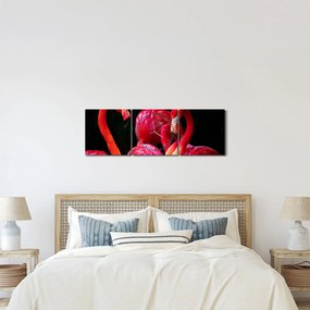 Tablou cu flamengo roșii (cu ceas) (90x30 cm)