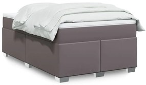 3285203 vidaXL Pat box spring cu saltea, gri, 120x190 cm, piele ecologică