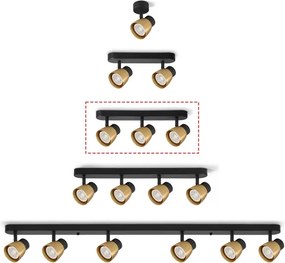 Brilagi - Spot LED RGBW reglabil NUGGET, 3x GU10, 4,8W, 230V, negru/auriu