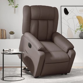 vidaXL Fotoliu rabatabil electric cu ridicare, maro, piele ecologică
