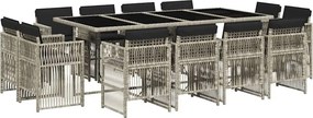 vidaXL Set mobilier de grădină cu perne 13 piese gri deschis poliratan