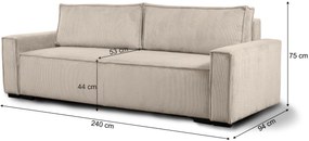 Canapea extensibila pentru trei persoane cu taburet SMART SET, gri deschis