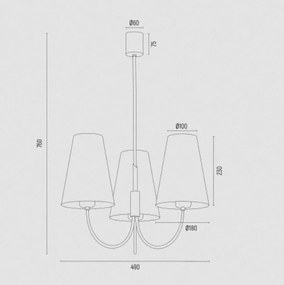 Lustra cu 3 brate design modern Safiano visiniu, auriu