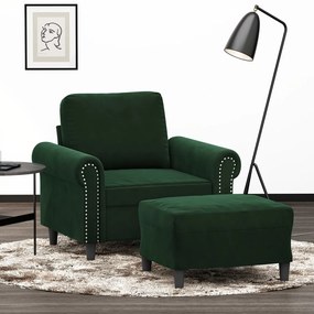 Fotoliu canapea cu taburet, verde inchis, 60 cm, catifea Verde inchis, 92 x 77 x 80 cm