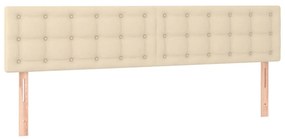 Pat box spring cu saltea, crem, 160x200 cm, material textil Crem, 160 x 200 cm, Nasturi de tapiterie