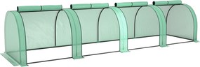 Outsunny Seră Portabilă Tip Tunel 4x1x0.8 m cu 4 Uși cu Fermoar, Acoperire PVC Rezistentă la Apă/UV | Aosom Romania