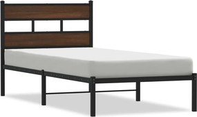 vidaXL Cadru de pat fără saltea, cu tăblie, stejar maro, 75x190 cm
