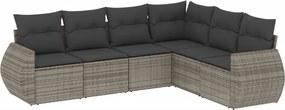 vidaXL Set mobilier grădină cu perne, 6 piese, gri, poliratan