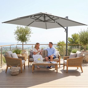 Outsunny Umbrelă Suspendată 3.6x3 m Rotativă și Inclinabilă Gri Deschis | Aosom Romania