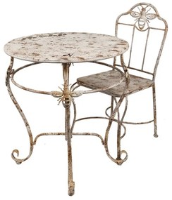 Masa Bistro, alb, din metal, cu aspect vintage, Abeille