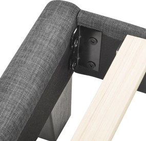 Pat dublu cu tăblie tapițată și somieră cu lamele, design elegant din in, fără saltea, 140x200 cm, Gri