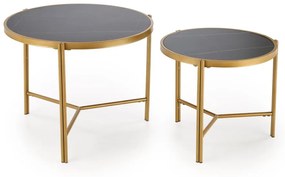 Set 2 masute de cafea Fatima marmura neagra/auriu