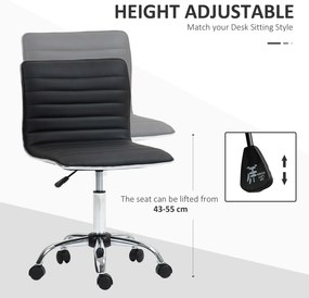 HOMCOM Scaun Ergonomic de Birou din Piele Ecologică cu Înălțime Reglabilă, Șezut Rotativ și 5 Rotile, 48x52x90 cm, Negru | Aosom Romania