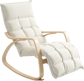 HOMCOM Fotoliu balansoar tapițat, fotoliu de relaxare cu cotiere și cadru din oțel, pentru living, dormitor, Alb crem | Aosom Romania