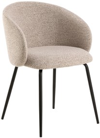 MAZZONI EXPORT CLARA Bej Latte (material Monza 60)/picioare negre - SCAUN MODERN ADÂNC TAPIȚAT PENTRU SALON/LIVING/BIROU LOFT