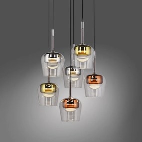 Lustra LED Smart cu telecomanda, CCT, 6 pendule, sticla, multicolor, Q-KON