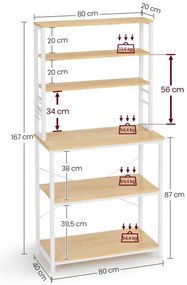 Raft cu polițe pentru bucătărie MARGE maro/alb