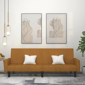337387 vidaXL Canapea extensibilă cu 2 locuri, maro, catifea