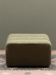 Set fotoliu și 2 taburete din catifea reiată și stofă bouclé, verde, cu spătar învăluitor, „Nasrine”