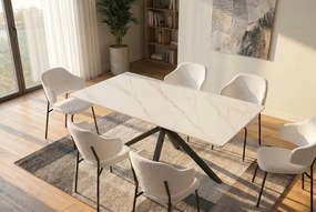 Masa dining cu blat ceramic GALAXIE alb 160x90cm
