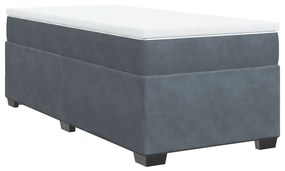 3285264 vidaXL Pat box spring cu saltea, gri închis, 100x200 cm, catifea