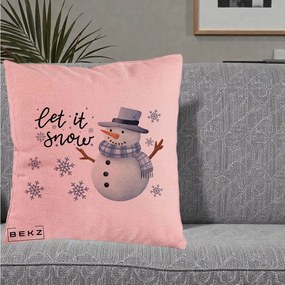Perna Decorativa Let It Snow Om de Zapada, 40x40 cm, Roz, Husa Detasabila, Perna Inclusa, BEKZ®