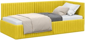 vidaXL Cadru de pat colțar cu headboard Galben 90 cm x 190 cm Catifea