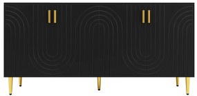 Comodă elegantă cu design unic cu valuri, Negru | Aosom Romania