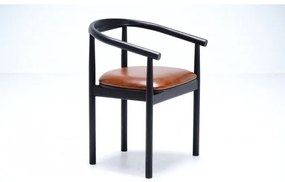 Scaun dining, maro, din piele naturala si lemn de stejar, Serenity