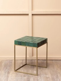 Masuta laterala, din metal si ceramica, green Porto
