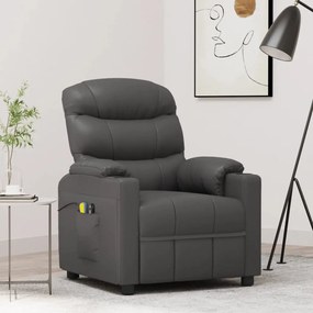 3143487 vidaXL Fotoliu de masaj electric, gri, piele ecologică